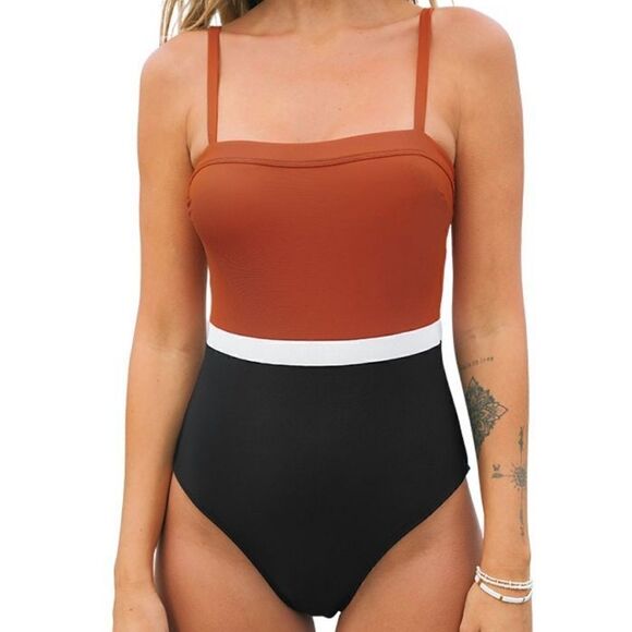 Women's Colorblock Colombia Coast Square Neck One Piece Swimsuit - Picture 1 of 4